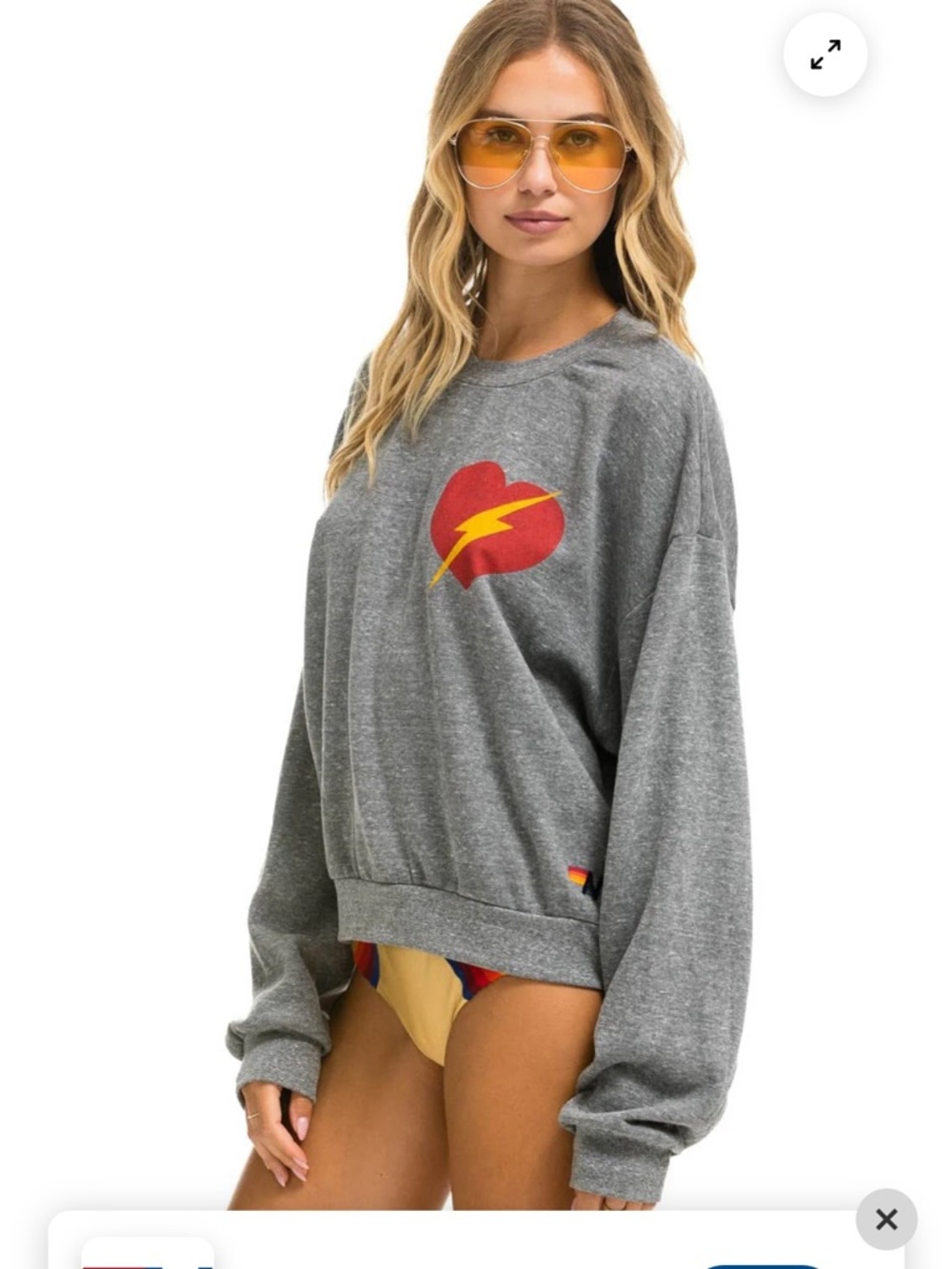 Aviator Nation/Heather Gray/Unisex Sweatshirt/Bolt Heart Crew/NEW! SEALED! - Picture 3 of 14